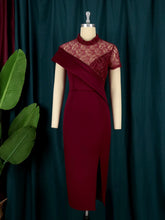 Black Long Prom Dresses High Neck Lace Patchwork Bodycon Women Evening Cocktail Club Party African Gowns Sexy Slit Outfits 2025
