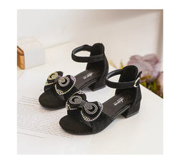 Girls' Sandals Summer New High Heel Soft-soled Princess Shoes Fashion Bow Roman Sandals Open Toe Children's Shoes J279