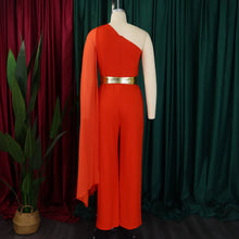 Elegant Jumpsuits & Rompers for Woman One Shoulder Flying Sleeve High Waisted Luxury Birthday Party Dinner Outfits Overalls 2024