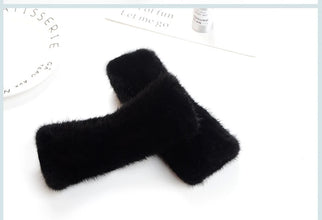 2025 New Brand Style Top Quality Women's 100% Winter Warm Real Mink Fur Knitted Half Finger Gloves Girls Typing Mittens