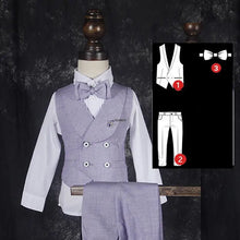 Newborn Baby Kids1 Year Birthday Suit Flower Boys Formal Purple Wedding Suit Children Photograph Dress Performance Show Costume