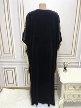 Ramadan Luxury Muslim Fashion Bat Sleeve Moroccan Turkiye Dubai Dress Middle East Arab Dress Sequins Golden Velvet Long Dress