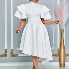 Elegant Party Dresses for Woman 2024 New O Neck Ruffles Sleeve High Waisted Asymmetric Mid Calf Luxury Birthday Dinner Vestidos