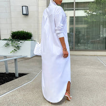 Women Shirt Windproof Shirt Dress Versatile Hem Stylish Autumn Winter Solid Color Shirt Long Dress