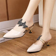 Pointed Designer Slides Fashion Rhinestones Non-Slip Women Slippers Elegant High Heel Outdoor Pearl Party Shoes