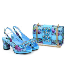 New Arrival Women Shoes and Bags To Match Set Italy Lady Peep Toe Shoes Sexy Wedding Party Sandals Rhinestone Women Pumps