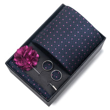Top Grade Fashion 8 cm Wide Tie Sets Blue Stripe Men's Gravata Handkerchief Cufflink Box Fit Group Workplace Wedding Tie