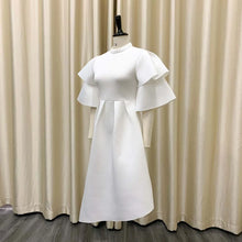 Elegant Party Dresses for Woman 2024 New O Neck Ruffles Sleeve High Waisted Asymmetric Mid Calf Luxury Birthday Dinner Vestidos