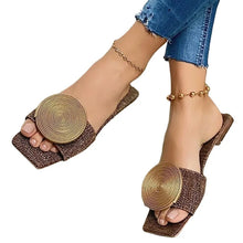 2023Woman Summer Flat Sandals Plus Size Round Buckle Solid Flats Female Casual Slippers Ladies Women Fashion Beach Shoes