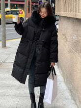 Women's Large Fur Collar Hooded Warm Thick Padded Parka Jacket