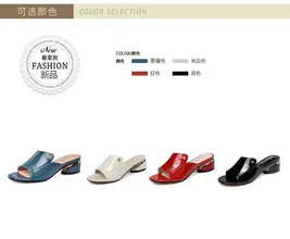 Women's Shoes Fashion Red Sexy Womens Slippers PU Soft Leather Ladies Comfortable Sandals Suitable for Girls Pantuflas Mujer