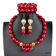 32 inches Long Orange Beads African Jewelry Set Women Bridal Party Costume Necklace Jewelry Set
