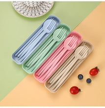 Tableware Spoon Fork Chopsticks Knife Cutlery with Box for Children Adult Travel Portable Wheat Straw Tableware