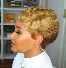 Brazilian Human Hair Short Afro Curly Pixie Cut Wig