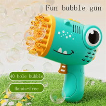 40 hole Dinosaur Bubble Gun Children's Bubble Gun Handheld Fully Automatic Bubble Machine without battery and bubble water