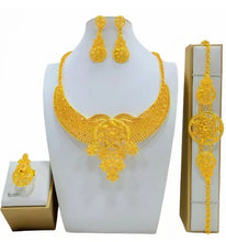 New Bridal Jewelry Set Dubai Necklace Earrings For Women Wedding 24k Gold Plated African Jwellery Bridesmaid Party Gift