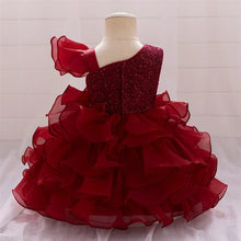 Luxury Baby Sequin Party Dress For Girl Christmas Toddler Layered Bow 1st Birthday Wedding Girl Dresses Formal Lace Baby Clothes