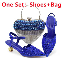Blue Nigeria Party Shoes and Bags for Women Ladies Shoe and Bag Set Latest Designers Pointed Toe Sexy Wedding Party Sandals