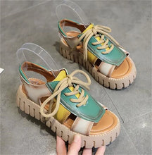 2024 New Lace-up Summer Fish Mouth Sandals Premium PU Spell Color Roman Shoes Woman Sandals Platform Wedges Increase Sandals