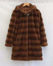 Women's mink fur coat medium long hooded Jacket