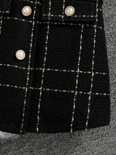 Spring 2025 Fashion Kids 2-piece ceremonial dress for cute girls  Solid color crew neck shirt + plaid lapel skirt suit