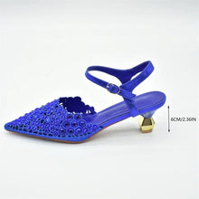Blue Nigeria Party Shoes and Bags for Women Ladies Shoe and Bag Set Latest Designers Pointed Toe Sexy Wedding Party Sandals