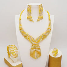 Dubai Gold Plated Jewelry Set Rhinestone Luxury Necklace Wedding Accessories Accessories