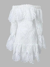 Plus Size Dress Women Party Sweet Off Shoulder New Fall Clothes Hollow Out Long Sleeve Mini Dresses Wholesale Dropshipping 2025