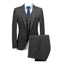 Men's Checked Three Pieces Tuxedos Formal Leisure One Button Notch Lapel Suit  Groom Business Tuxedos men suits wedding prom sui