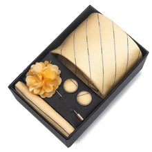 Top Grade Fashion 8 cm Wide Tie Sets Blue Stripe Men's Gravata Handkerchief Cufflink Box Fit Group Workplace Wedding Tie