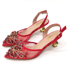 Venus Chan Nigerian Elegant Lace Net Style Green Crystal Low Heel Shoes And Three-Dimensional Mini Bag Commuter Women's Shoes