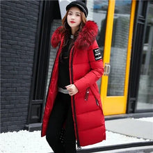 Women's Down Winter Big Fur Collar Hooded Jacket