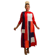 2023 Fashion African 3/4 Sleeve Polyester Plus Size O-Neck Pleated Long Dress Dashiki African Clothes African Dresses for Women