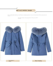 Women's Long Fashionable Hooded Winter Fur Collar Jacket