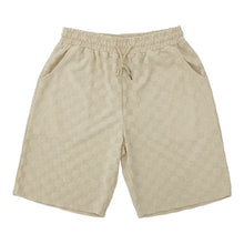 Men White Jacquard Checkered Short Sleeve Shorts Set Men's High-End Two-Piece Summer Trendy Clothing One Set Match Male Fashion