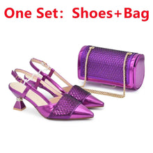 New Design Nigerian Wedding Matching Shoe and Bag Decorated with Rhinestone Wedding Shoes and Bags Set for Women Italian 2025