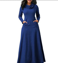 Women's Elegant Plus Size Maxi High Collar Long-sleeved Dress