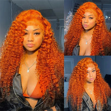 Ginger Orange Deep Wave Frontal Wig Transparent 13x6 Hd Front Human Hair Wigs Curly Hair 13x4 Lace Frontal Wig Colored