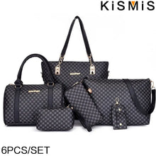 KISMIS 6PCS Printed Handbag Large Capacity Tote Bag Commuter Bag Single Shoulder Slanting Cross Bag Mother Bag