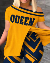 Elegant Women Two Piece Set Suits New Fashion Printed Ruffle Sleeve Top Solid Color Pants Set With Belt Blouses Female Clothing