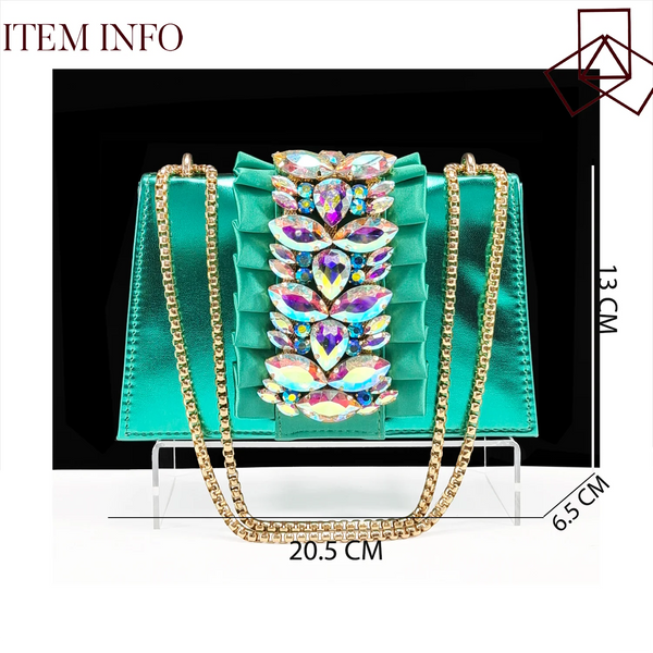 Queena Yan Spot goods 2025 INS Green Color Elegant Women Shoes and Bag Set Decoration Rhinestones Women High Heels Shoes