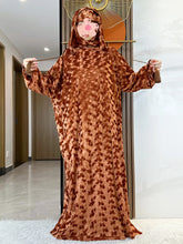 High Quality Velvet Fabric 2025 Ramadan Muslim Lady's Abaya Two-Hats Dubai Turkey Style Islamic Prayer Clothing Kaftan Dress