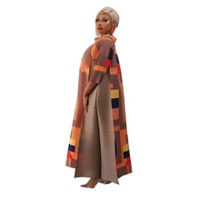 2023 Fashion African 3/4 Sleeve Polyester Plus Size O-Neck Pleated Long Dress Dashiki African Clothes African Dresses for Women