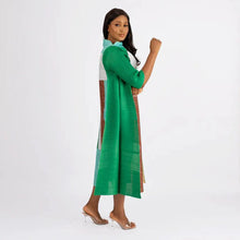 2023 Fashion African 3/4 Sleeve Polyester Plus Size O-Neck Pleated Long Dress Dashiki African Clothes African Dresses for Women