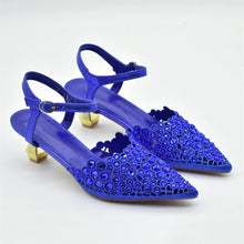 Blue Nigeria Party Shoes and Bags for Women Ladies Shoe and Bag Set Latest Designers Pointed Toe Sexy Wedding Party Sandals