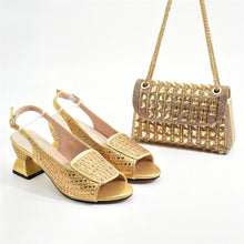 New Fashion Italian Shoe and Bags Matching Set Decorated with Rhinestone Luxury Designer Women Party Pumps Elegant Bridal Shoes