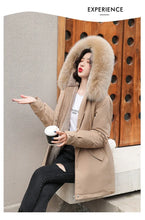 Women's Long Fashionable Hooded Winter Fur Collar Jacket