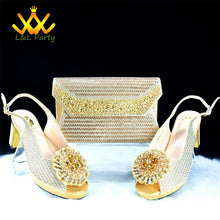 2025 Special New Arrivals Italian Women Shoes and Bag to Match in Green Color with Platform Shinning Crystal Sandal for Wedding