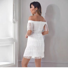 Summer Sexy One Line Shoulder Fringe Sheath Hip Women Dress Fashion Slim Fit Off The Shoulder White Nightclub Female Mini Dress