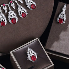 2024 Clever Dubai Water Drop 4-piece Necklace and Earring Set with Cubic Zirconia Jewelry for Women's Wedding Party Gifts
